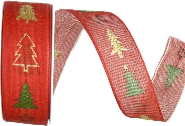 Stuha vánoční TWINTREE SPARKLE RED červená 25mm x 3m (10,-Kč/m)
