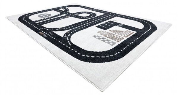 Dywany Łuszczów, Dětský kusový koberec Fun Track cream, 80x150, černobílá, dětský pokoj