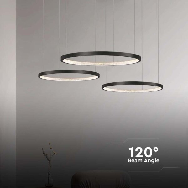 LED Lustr na lanku 3xLED/19W/230V 4000K černá