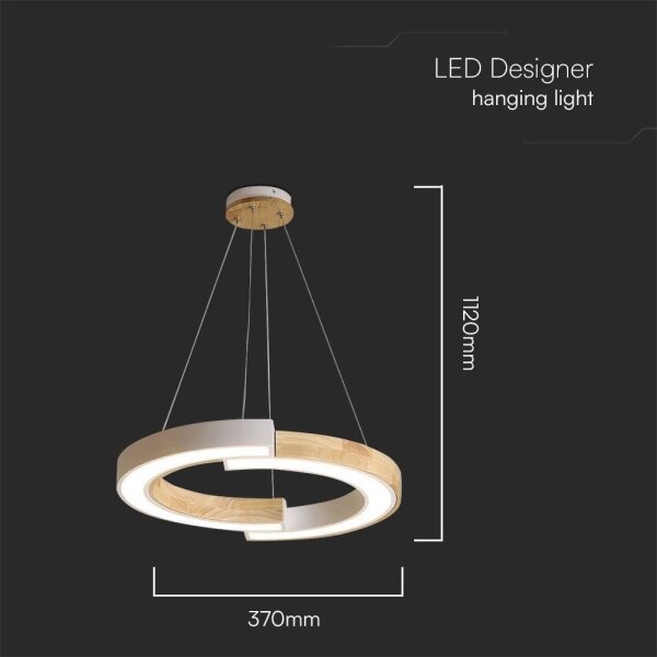 LED Lustr na lanku LED/32W/230V 3000K bílá/dřevo