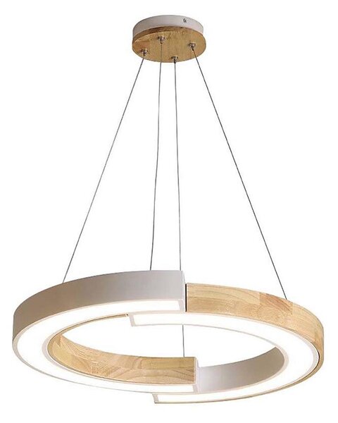 LED Lustr na lanku LED/32W/230V 4000K bílá/dřevo