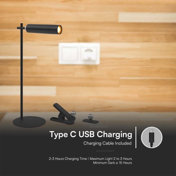 LED Stmívatelná magnetická stolní lampa LED/3W/5V 4000K 1500 mAh černá