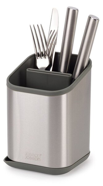 Odkapávač na příbory z nerezové oceli v leskle stříbrné barvě 11x11,5 cm Duo Steel – Joseph Joseph