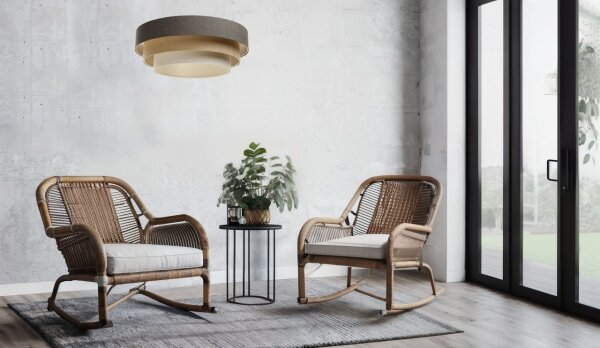 Lustr na lanku BOHO TRINITI 1xE27/60W/230V šedá/béžová/krémová