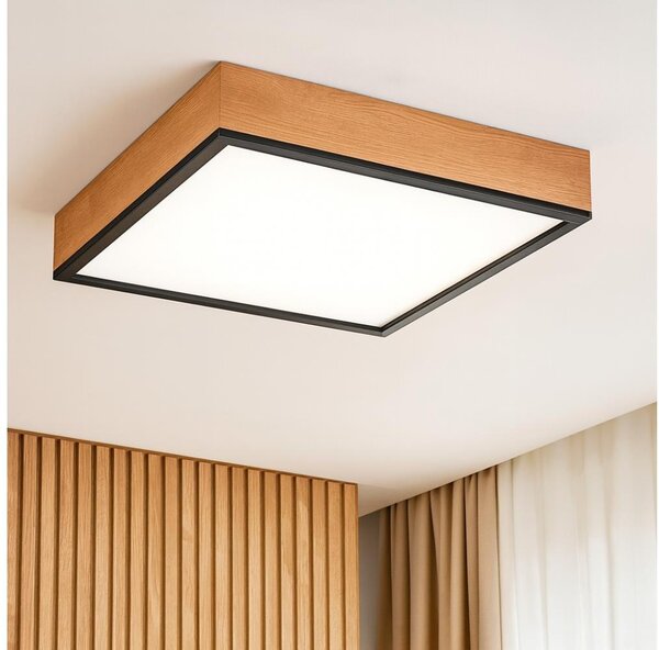 Stropní svítidlo OAK SQUARE 4xE27/15W/230V 48x48 cm dub/černá