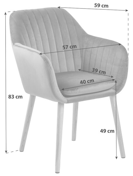 ŽIDLE S PODRUČKAMI, velur, černá, tmavě šedá Ambia Home - Jídelní židle, Online Only