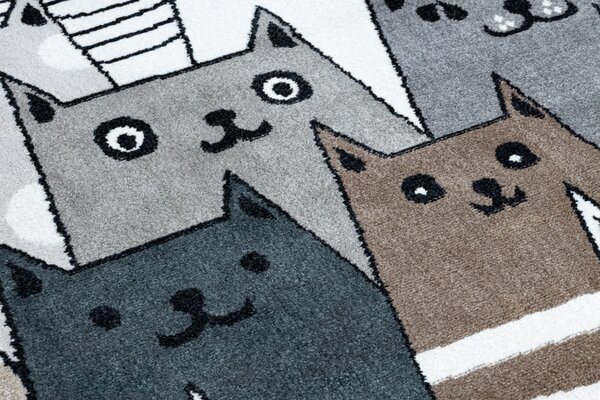Dywany Łuszczów, Dětský kusový koberec Fun Gatti Cats multi, 140x190, šedá, dětský pokoj