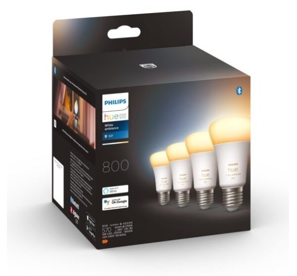 SADA 4xLED Stmívatelná žárovka Philips Hue WHITE AMBIANCE E27/6W/230V 2200-6500K