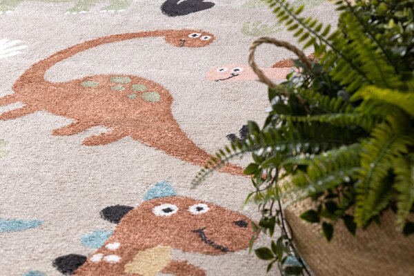 Dywany Łuszczów, Dětský kusový koberec Fun Dino beige, 80x150, vícebarevná, dětský pokoj