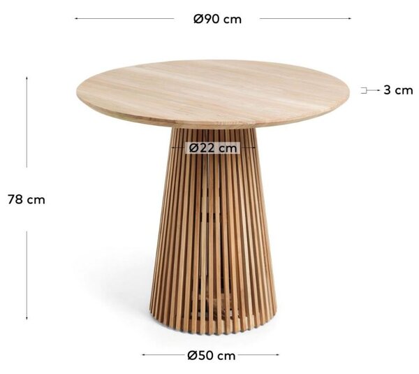 Teakový kulatý jídelní stůl Kave Home Jeanette 90 cm