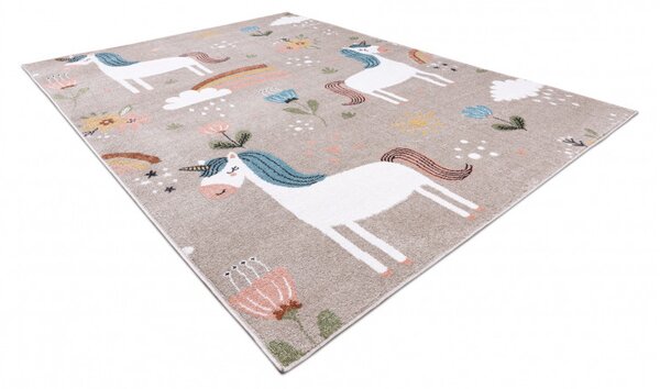 Dywany Łuszczów AKCE: 160x220 cm Dětský kusový koberec Fun Unicorn with rainbow beige - 160x220 cm