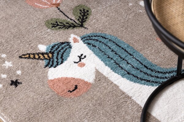 Dywany Łuszczów AKCE: 160x220 cm Dětský kusový koberec Fun Unicorn with rainbow beige - 160x220 cm
