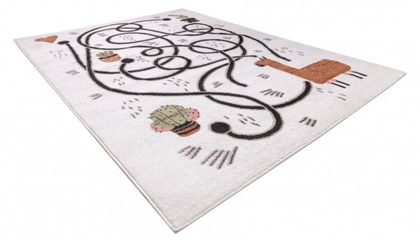 Dywany Łuszczów, Dětský kusový koberec Fun Game llama cream, 80x150, bílá, dětský pokoj