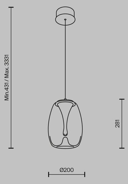 STROPNÍ ZÁVĚSNÉ SVÍTIDLO, 20/20 cm MAYTONI - Online Only svítidla, Online Only