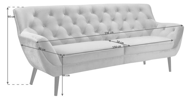POHOVKA CHESTERFIELD, textil, šedá, černá Stylife - Pohovky