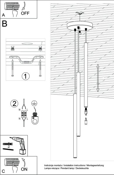 Brilagi - LED Lustr na lanku DRIFA 3xG9/4W/230V černá