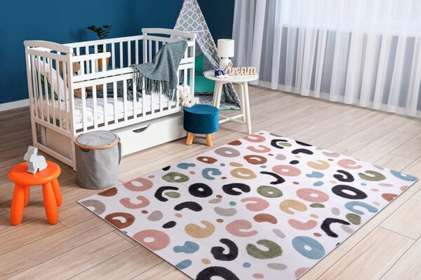 Dywany Łuszczów, Dětský kusový koberec Fun Spots cream, 80x150, vícebarevná, dětský pokoj