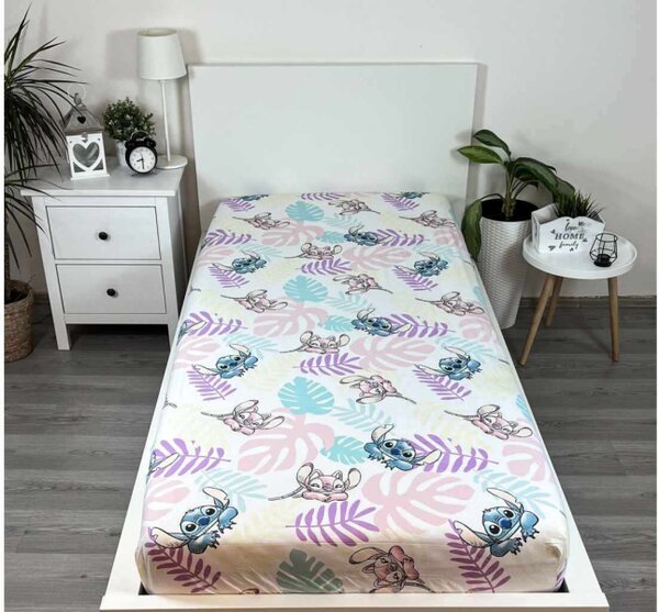 Jerry Fabrics Prostěradlo Lilo and Stitch Leaves 90x200x25 cm