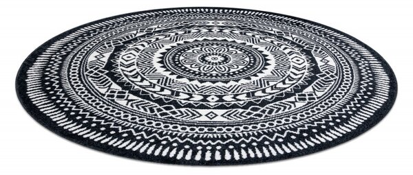 Dywany Łuszczów, Kusový koberec Napkin black kruh, 120x120 (průměr) kruh, černobílá, chodba / předsíň