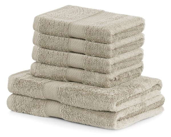 Set 2 béžových osušek a 4 ručníků DecoKing Bamby Beige