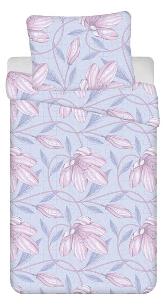 Světle modro-růžové krepové povlečení na jednolůžko 140x200 cm Orona – Jerry Fabrics