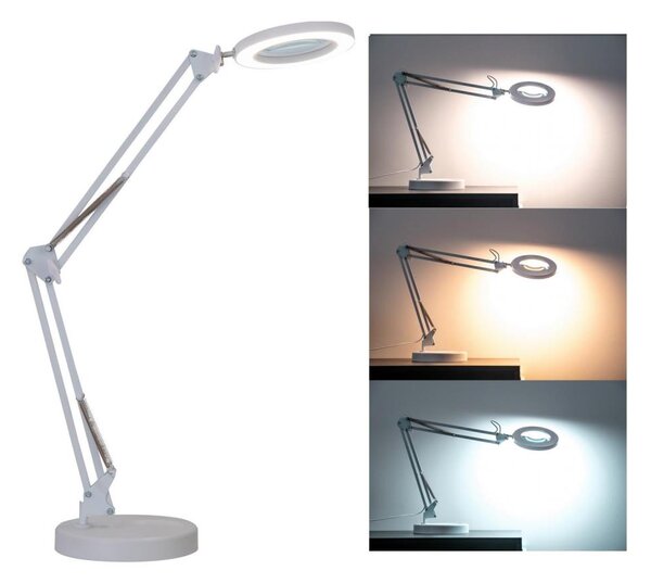 Brilagi - LED Stmívatelná stolní lampa s lupou LED/12W/5V 3000/4200/6000K bílá