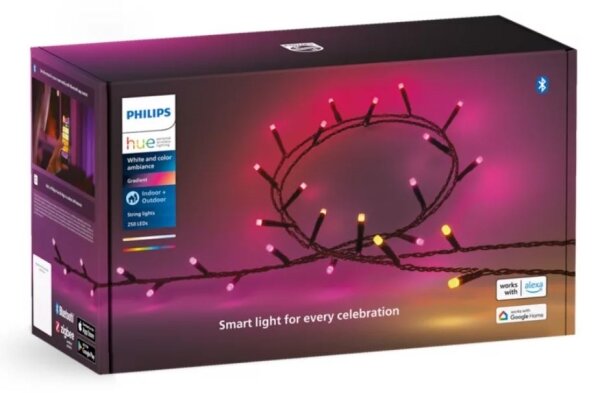 Philips-LED RGBW Stmívatelný venkovní řetěz HUE WACA 250xLED 24,4 m IP54