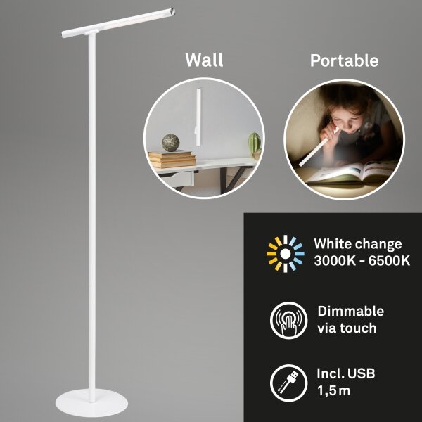 Briloner 1384-016 - LED Stmívatelná dotyková stojací lampa 2v1 LED/2,3W/5V