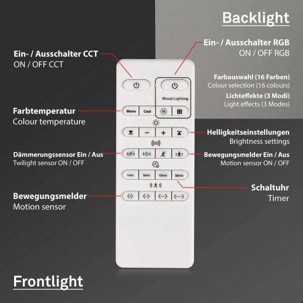 Briloner 3227-015 - LED RGB Stmívatelné svítidlo se senzorem LED/24W/230V + DO