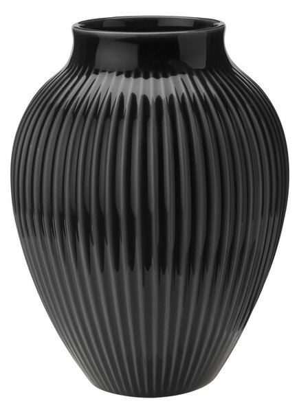 Keramická váza Knabstrup Ripple Black 20 cm Knabstrup