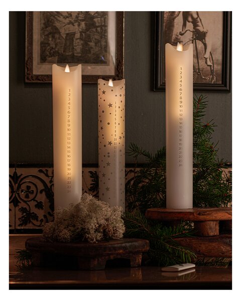 Adventní LED svíčka Sara White Silver 29 cm Sirius