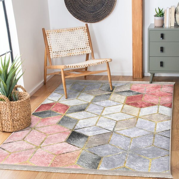 Šedo-růžový pratelný koberec 80x140 cm – Mila Home