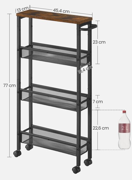 SERVÍROVACÍ VOZÍK, hnědá, černá, 45,4/13/77 cm MID.YOU - Online Only kuchyňské skříňky, Online Only