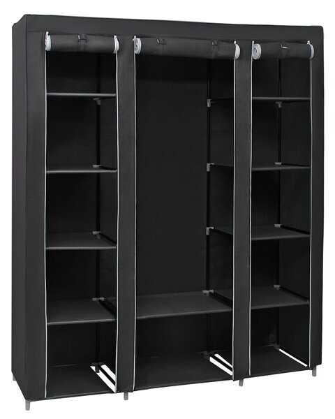 VASAGLE Látková šatní skříň, černá, 150x45x175 cm