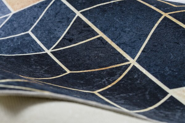 Dywany Łuszczów, Kusový koberec ANDRE Geometric 1216, 80x150, modrá, chodba / předsíň