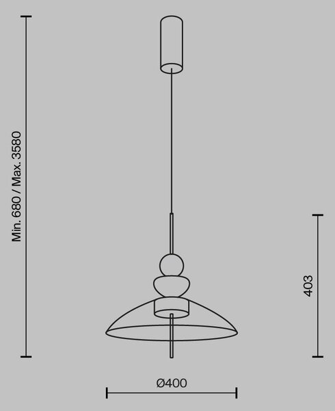 STROPNÍ ZÁVĚSNÉ SVÍTIDLO, 40/68 cm MAYTONI - Online Only svítidla, Online Only