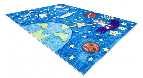 Dywany Łuszczów, Dětský kusový koberec Bambino 2265 Rocket Space blue, 80x150, modrá, dětský pokoj