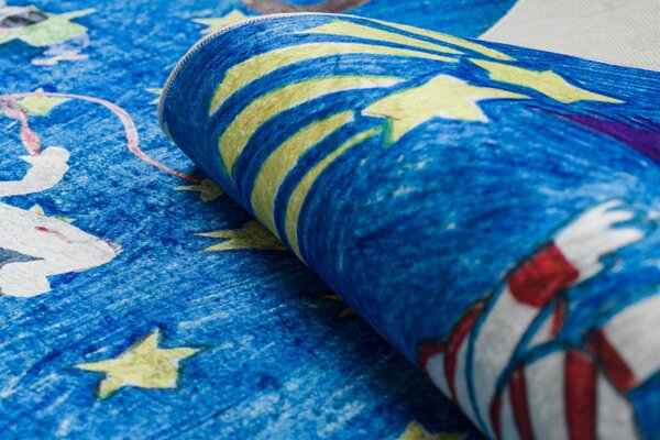 Dywany Łuszczów, Dětský kusový koberec Bambino 2265 Rocket Space blue, 80x150, modrá, dětský pokoj