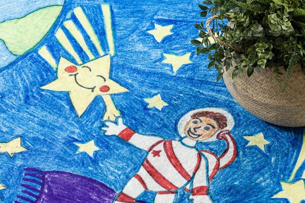 Dywany Łuszczów, Dětský kusový koberec Bambino 2265 Rocket Space blue, 80x150, modrá, dětský pokoj