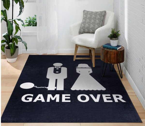 Dywany Łuszczów, Kusový koberec Bambino 2104 Game Over black, 80x150, černobílá, chodba / předsíň