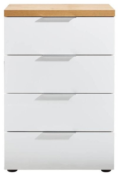 KOMODA, bílá, barvy dubu, 60/89/43 cm Xora - Široké komody