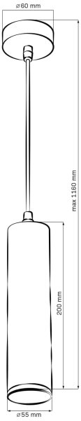 Koupelnový lustr na lanku TURYN 1xGU10/10W/230V IP44 černá