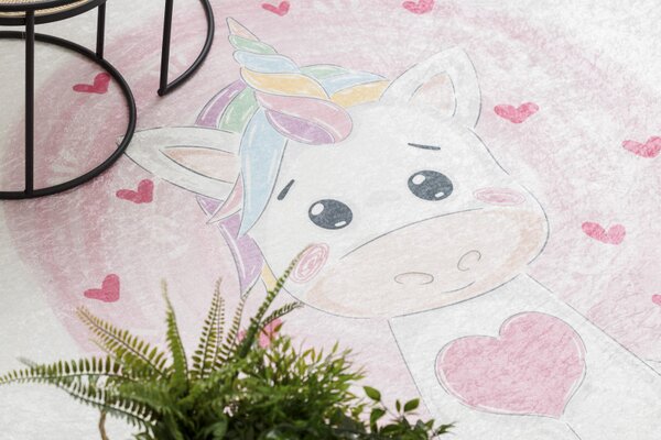 Dywany Łuszczów, Dětský kusový koberec Bambino 1128 Unicorn, 80x150, růžová, dětský pokoj