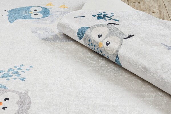 Dywany Łuszczów, Dětský kusový koberec Bambino 1161 Owls grey, 80x150, šedá, dětský pokoj
