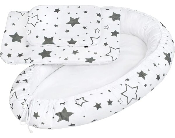 Luxusní hnízdečko s peřinkami pro miminko New Baby hvězdy šedé