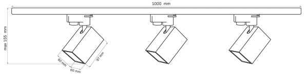 Bodové svítidlo do lištového systému SQUARE 3xGU10/10W/230V + 1 m lištový systém