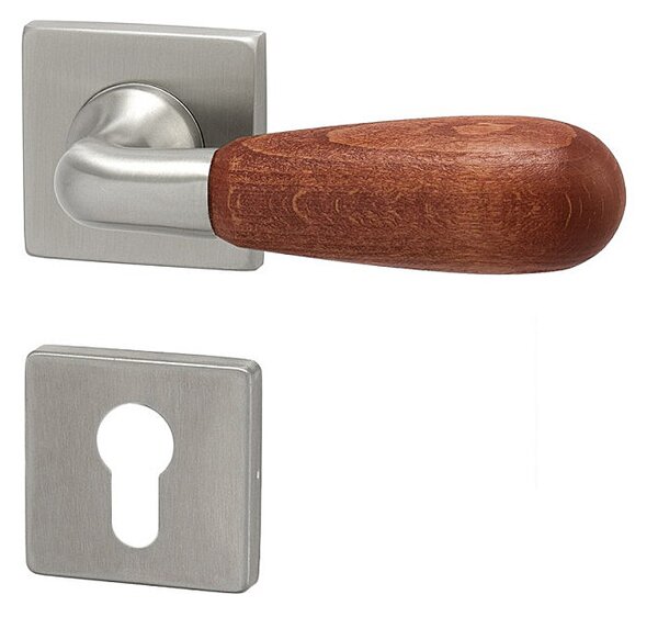 Dveřní kování HOLAR WS 00, hranatá (třešeň), klika-klika, Otvor pro obyčejný klíč BB, HOLAR matný satin