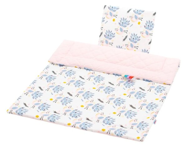 Oboustranný Set z Velvet do kočárku New Baby pávi růžový