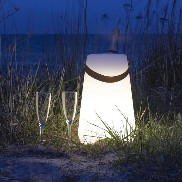 Nordic Living Bílá plastová LED chladící nádoba Prinston 37,5 cm