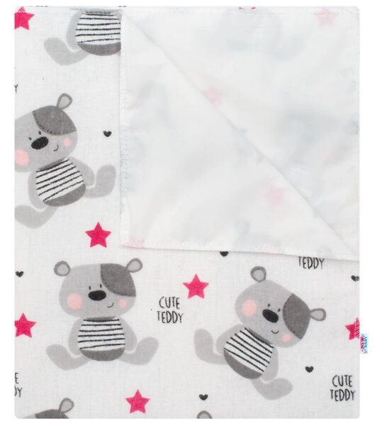 Nepromokavá flanelová podložka New Baby Cute Teddy růžová